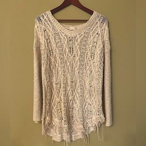Alter’d State Cream Distressed Sweater- Size Med